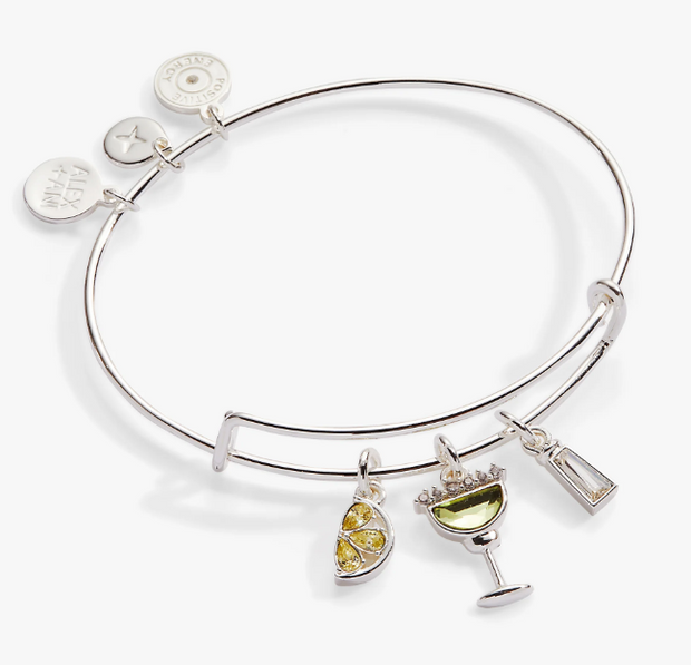 Sterling Silver Bangle Bracelet With Green Crystal Lime Wedge, A Marga