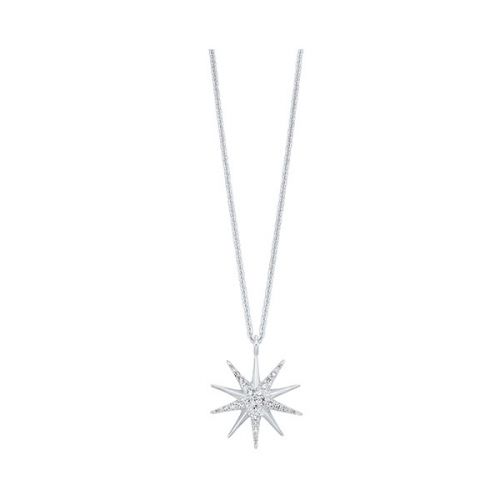 Sterling Silver Diamond Star Design Fashion Necklace On 18 Inch Chain With 21 Round Diamonds .09 Tdw HI