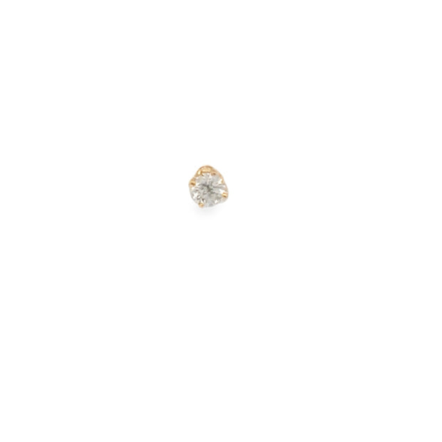 Vintage 14Kt Yellow Gold Single Earstud Set With One Natural Round Bri