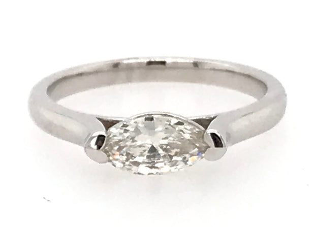 14kt White Gold RIng With 1 - .63ct Marquise Cut Diamond I1 J