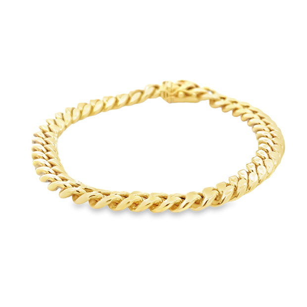 Vintage 10Kt Yellow Gold 7.6Mm Wide Curb Link Bracelet 8.5 Inches Long