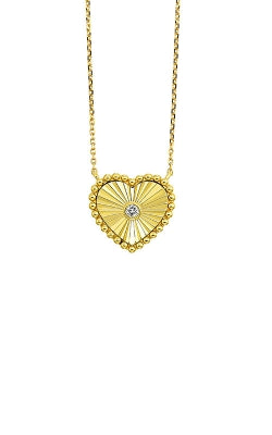 10kt Yellow Gold Heart Shape Necklace With 1 Bezel Set Diamond .05tdw HI I2
