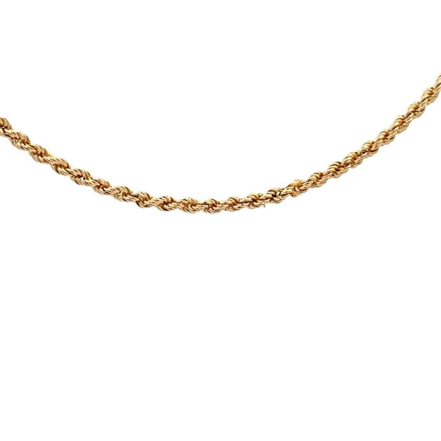 18 Karat Yellow Gold Rope Chain 15 Inches Long And Weighing 10.9 Grams