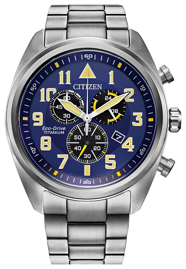 Men's Citizen Eco Drive Garrison Titanium Case and Band With Blue Dial