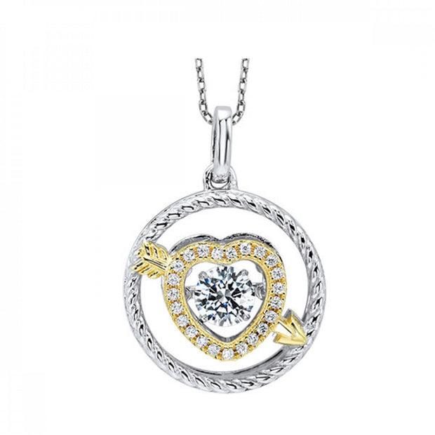 Sterling Silver/Gold Plated Circle Heart CZ Pendant