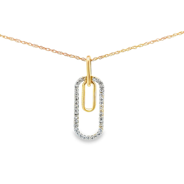 Lady's Yellow 10 Karat Diamond Paperclip Pendant Length 18 With 37 = 0