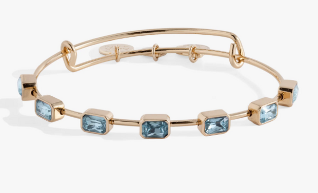 March Birthstone Emerald Cut Crystal Yellow Tone Bangle