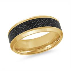 Gold Tungsten Band 8mm With Black Medorite Center Size 10