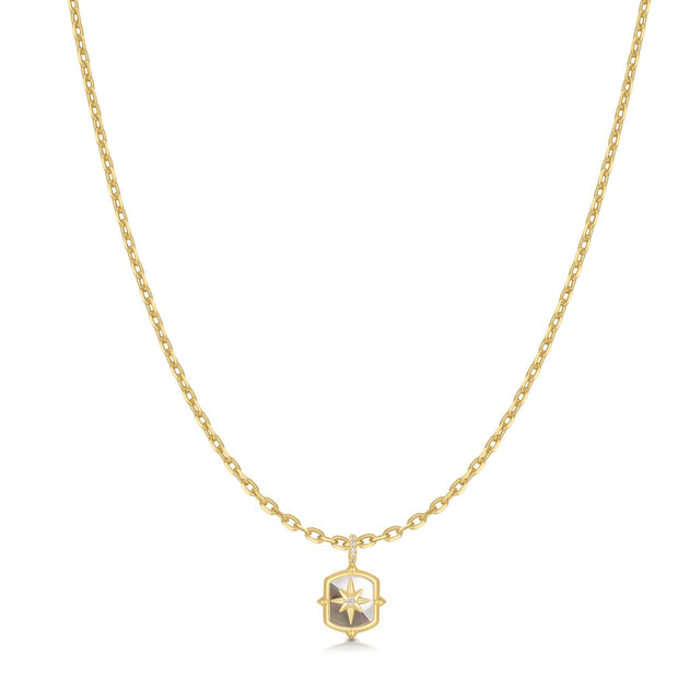 Sterling Silver Yellow Gold Plated Colour-Block Mother of Pearl Star N