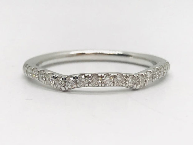14Kt White Gold Curved Wedding Band With 18 Round Diamonds .25Ct Tdw I1 HI Size 7 goes with ER 110-1107