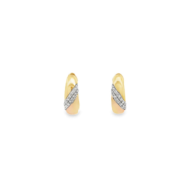 10k Yellow Gold Natural Diamond Hoop Earings With 30 Diamonds At 0.20