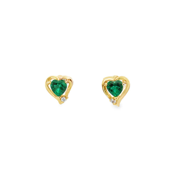 Vintage 10Kt Yellow Gold Earrings Set With 2 Natural Round Brilliant C