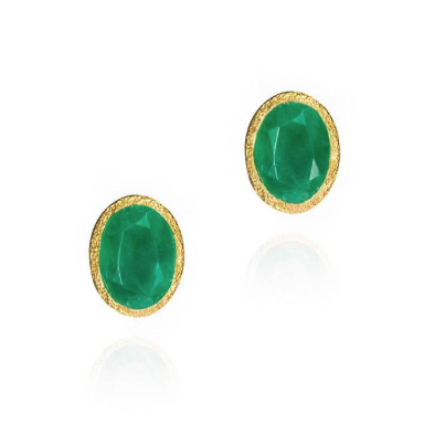 Jorge Revilla Sterling Silver  Oval Emerald Earrings From The Zen Coll