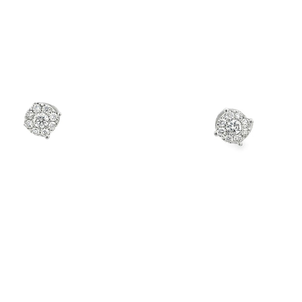 Lady's White 14 Karat Diamond Cluster Stud Earrings With 16 = 0.50Tw R