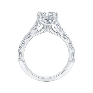 14K Emerald Cut Diamond Solitaire Engagement Ring Mounting With 8 Bagu