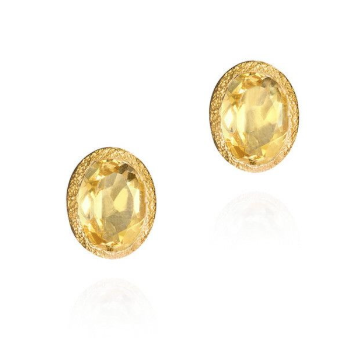 Jorge Revilla Sterling Silver Oval Citrine Stud Earrings From The Zen