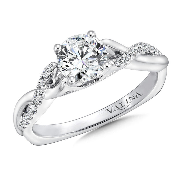 14kt White Gold Ring With 20 Round Diamonds .12ct and Round CZ Center