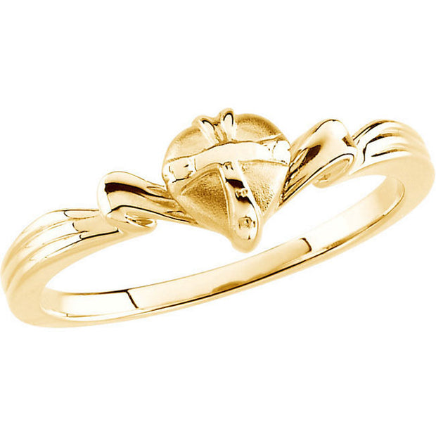 14Kt Yellow Gold 'Gift Wrapped Heart' Chastity Ring