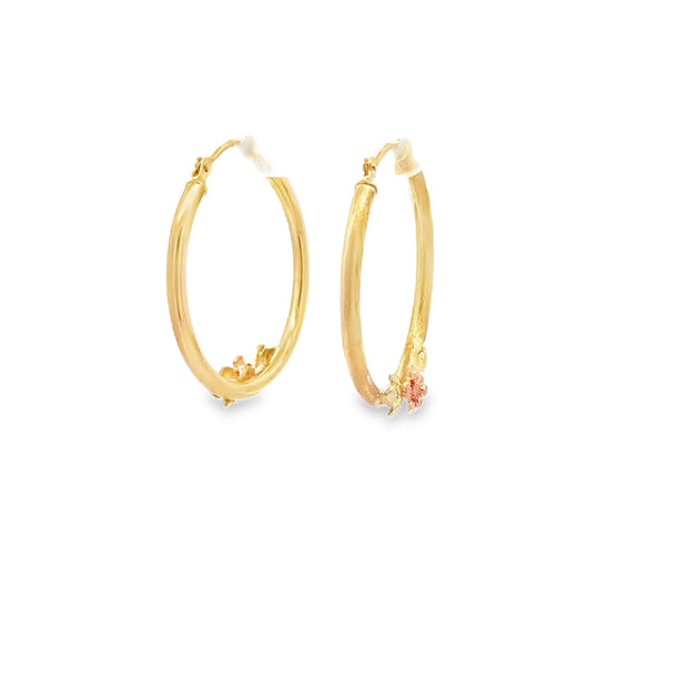 Vintage 10Kt Black Hills Gold Diamond Cut Hoop Earrings Weighging 1.5