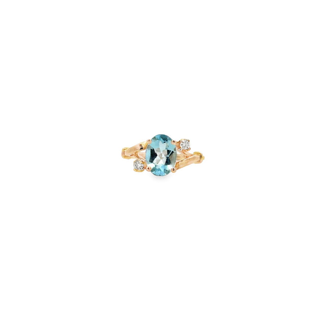 Vintage 14Kt Yellow Gold Ring Set With 2 Round Brilliant Cut Diamonds