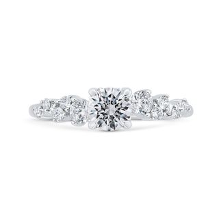 14K White Gold Round Cut Diamond Engagement Ring Mounting With 21 Diam