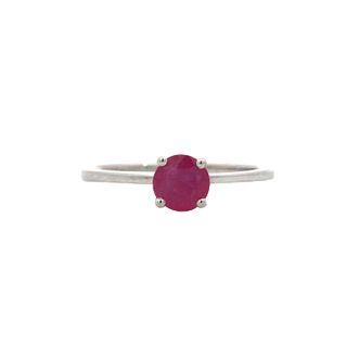 Sterling Silver Birthstone Ring With 1 Round Genuine Ruby .67ct