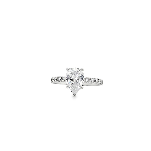 Lady's White 14 Karat Diamond Prong Set Engagement Ring Size 6 With 14