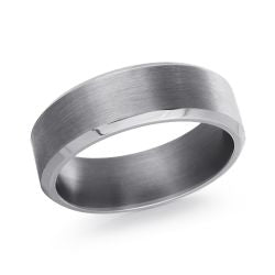 Grey Tantalum Band With Satin Center Finish 7mm Size 10