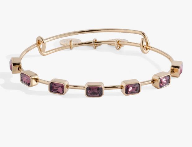 February Birthstone Emerald Cut Crystal Yellow Tone Sterling Silver Ba