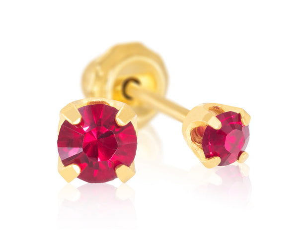 14Kt White Gold 3Mm Ruby Prong - July Studs