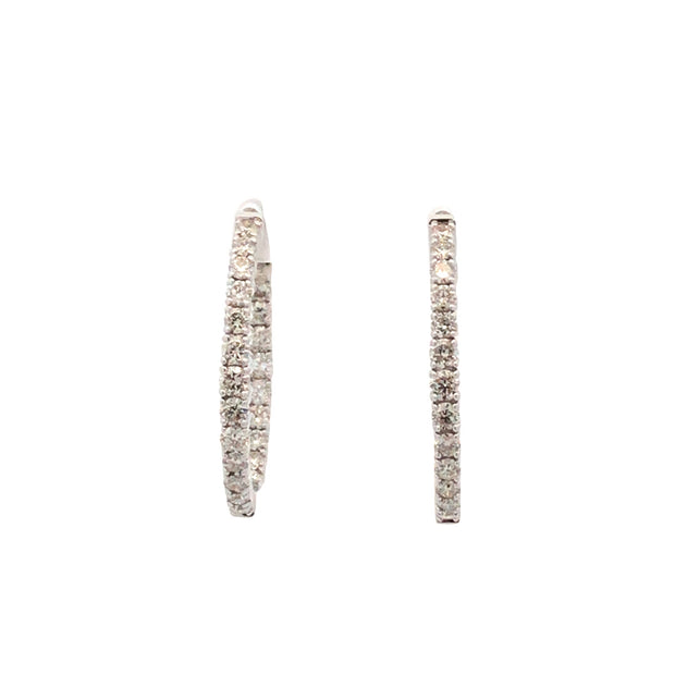 14kt White Gold In and Out Hoops With 44 Round Diamonds 2.00tdw H/I SI