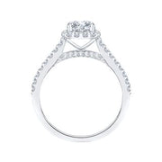 14K White Gold Round Diamond Halo Engagement Ring Mounting With 46 Dia