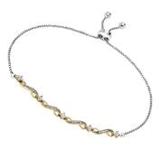 Sterling Silver And 14Kt Yellow Gold Plated 10" Adjustable Diamond Inf