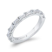 14K White Gold Baguette Diamond Wedding Band With 9 Diamonds .56 Tdw.