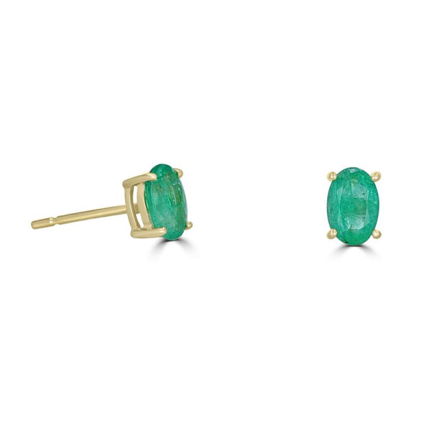 14kt Yellow Gold Earrings With Oval Emeralds .77ct