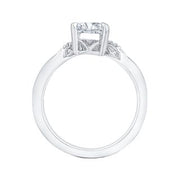 14K White Gold Pear Diamond Engagement Ring Mounting With 10 Diamonds