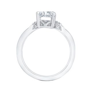 14K White Gold Pear Diamond Engagement Ring Mounting With 10 Diamonds