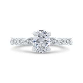 14K White Gold Diamond Engagement Ring Mounting With 8 Diamonds .13 Td