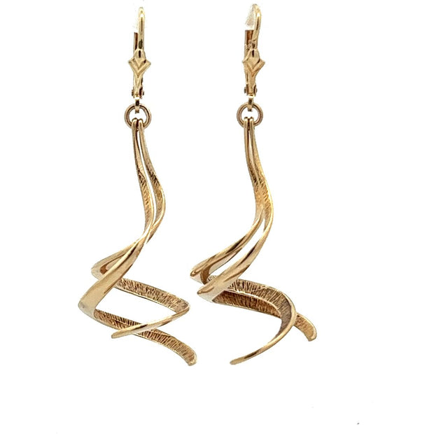 14 Karat Yellow Gold Freeform Swirl Earrings Weighing 8.3 Grams With A