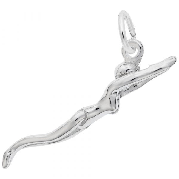 Sterling Silver Female Swimmer Charm.