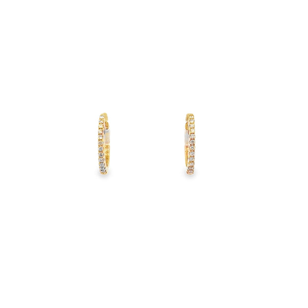 14kt Yellow Gold Hoops With 26 Round Diamonds .12tdw J I1