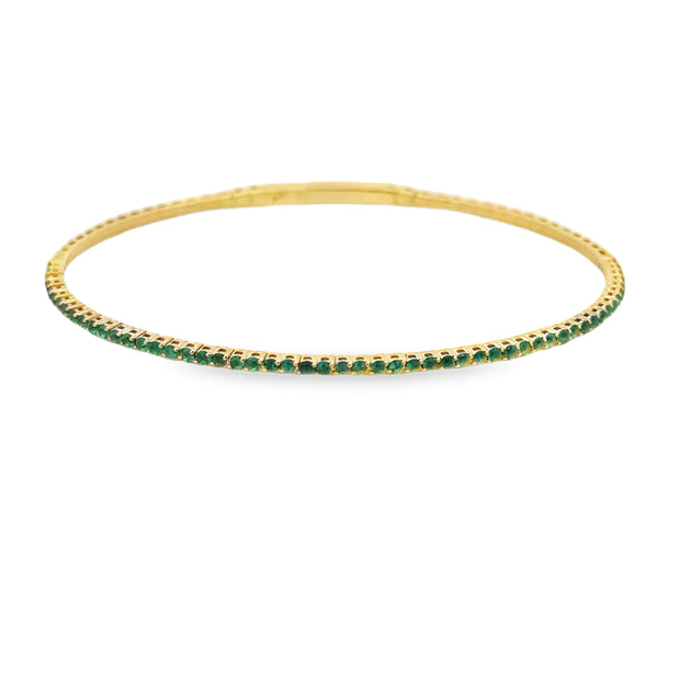 Lady's Yellow 14 Karat Emerald Flexy Bangle Bracelet With 54 = 0.96Tw