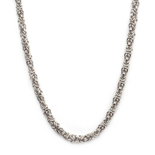 Men's Stainless Steel 6mm King Byzantine Chain Necklace. Available sizes: 20, 22, 24 and 26 inch long