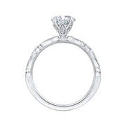 14K White Gold Round Diamond Engagement Ring Mounting With 28 Diamonds