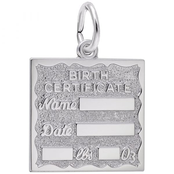 Sterling Silver  Birth Certificate Charm