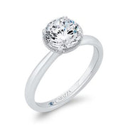 14K White Gold Diamond Engagement Ring Mounting With 2 Marquise Shaped