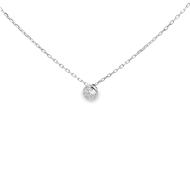 14kt White Gold Bezel Diamond Pendant .33tdw H I2