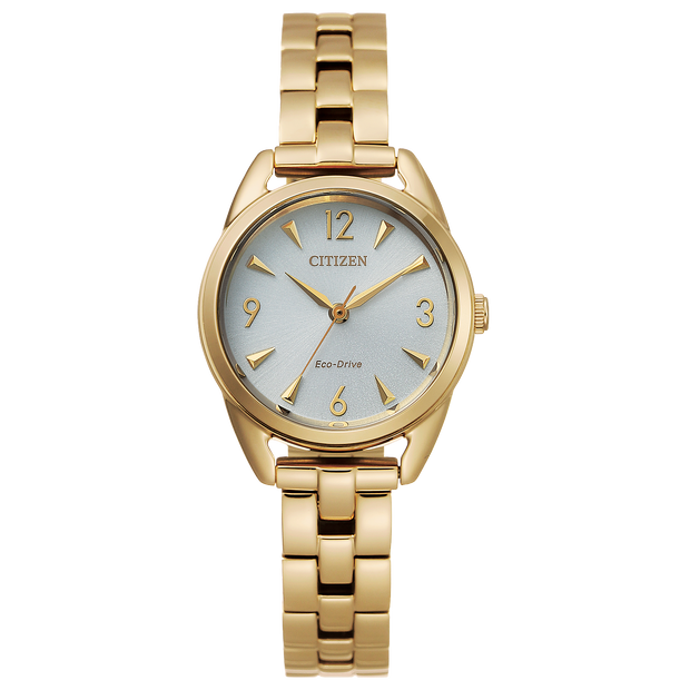 Citizen Eco Drive With Gold-Tone Stainless-Steel Bracelet, A Crisp Whi