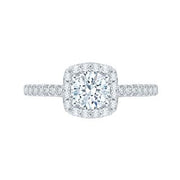 14K White Gold Round Diamond Floral Engagement Ring With Euro Shank Mo
