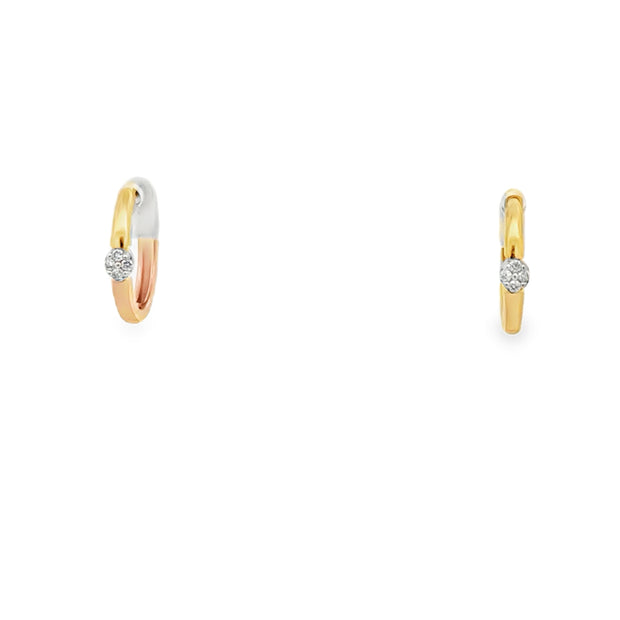 Lady's Yellow 10 Karat Diamond Huggie Hoop Earrings With 8 = 0.05Tw Ro